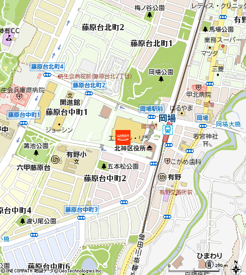 イオン藤原台店付近の地図